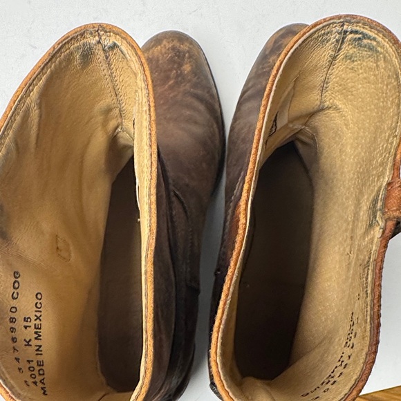 FRYE Women's Lindsay Plate Short Ankle Boots Brown Leather Distressed Western 8 - Picture 12 of 16